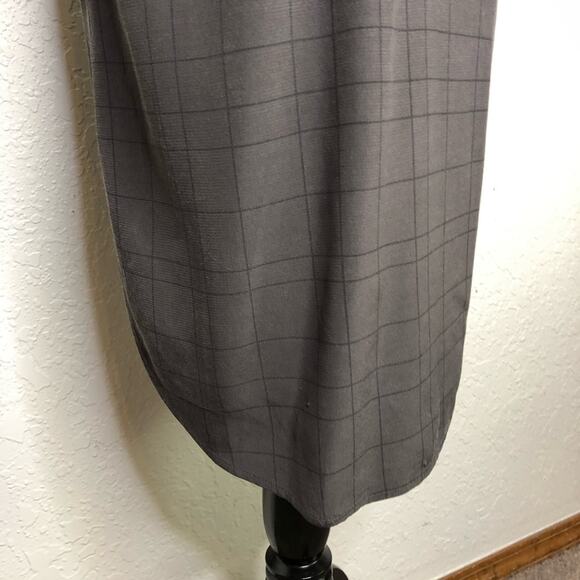 Eileen Fisher charcoal gray black plaid sleeveless button down dress Extra Small - Picture 14 of 15